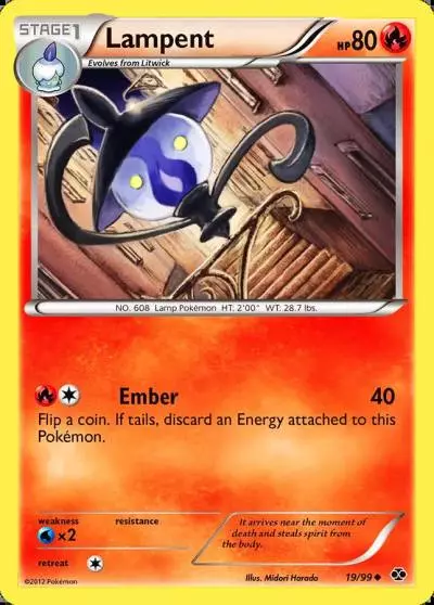 Lampent 19/99 Next Destinies Pokemon card