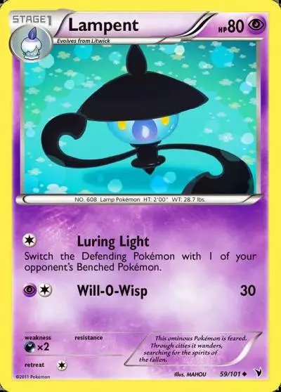 Lampent 59/101 Noble Victories Pokemon card