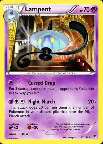 Lampent 42/119 Phantom Forces Pokemon card