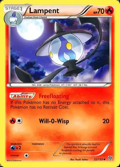 Lampent 22/135 Plasma Storm Pokemon card