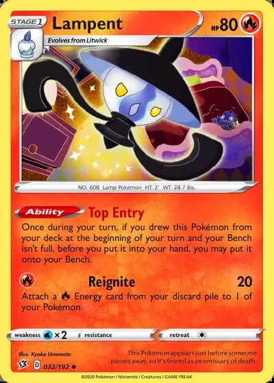 Lampent 32/192 Rebel Clash Pokemon card