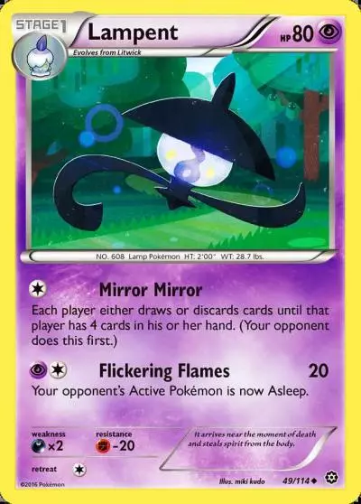 Lampent 49/114 Steam Siege Pokemon card