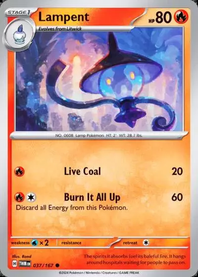 Lampent 37/167 Twilight Masquerade Pokemon card