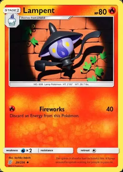 Lampent 29/236 Unified Minds Pokemon card