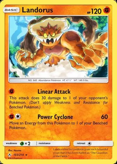 Landorus 103/214 Unbroken Bonds Pokemon card