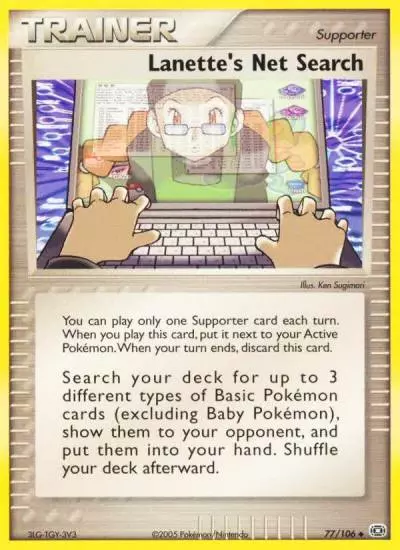 Lanette's Net Search 77/106 Emerald Pokemon card