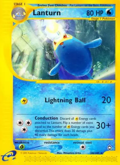 Lanturn 20/147 Aquapolis Pokemon card