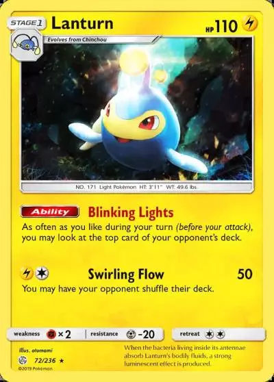 Lanturn 72/236 Cosmic Eclipse Pokemon card