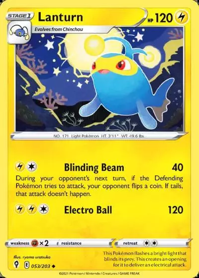 Lanturn 53/203 Evolving Skies Pokemon card