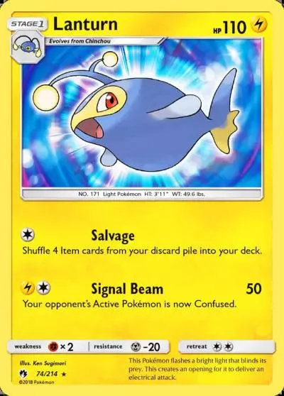Lanturn 74/214 Lost Thunder Pokemon card