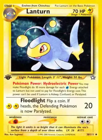 Lanturn 38/111 Neo Genesis Pokemon card