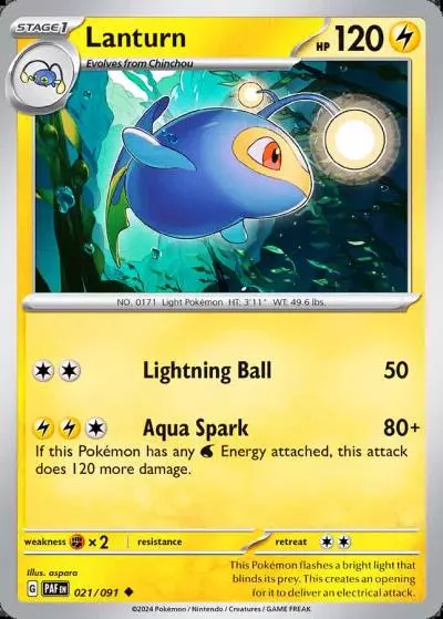 Lanturn 21/91 Paldean Fates Pokemon card