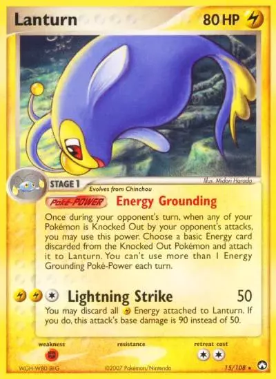 Lanturn 15/108 Power Keepers Pokemon card