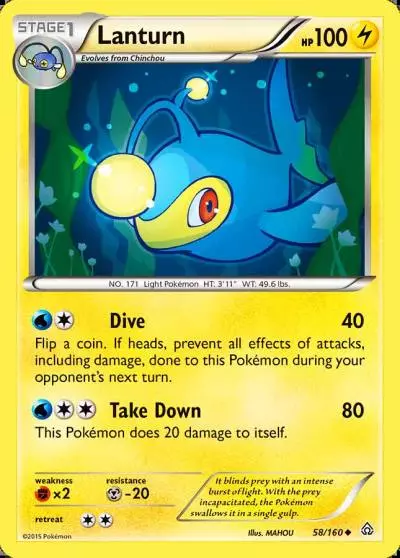 Lanturn 58/160 Primal Clash Pokemon card