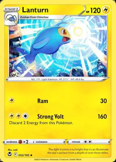 Lanturn 52/195 Silver Tempest Pokemon card