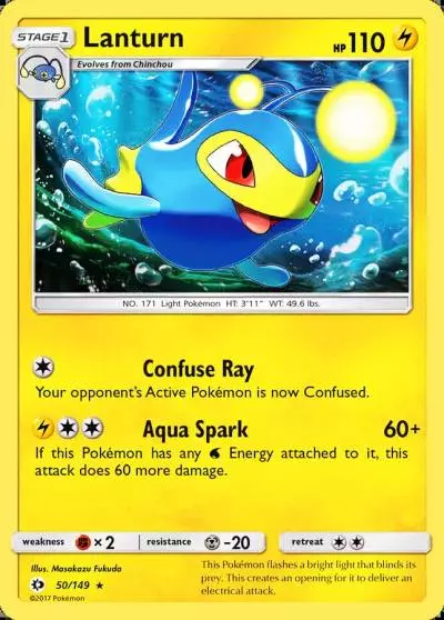 Lanturn 50/149 Sun & Moon Pokemon card