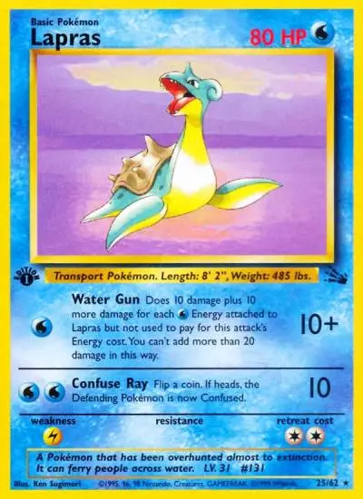 Lapras 25/62 Fossil Pokemon card