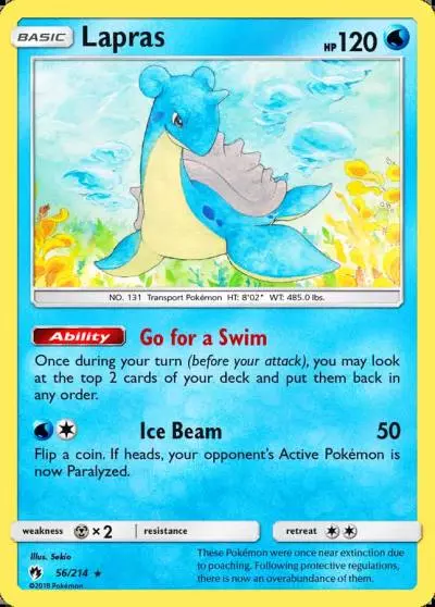 Lapras 56/214 Lost Thunder Pokemon card