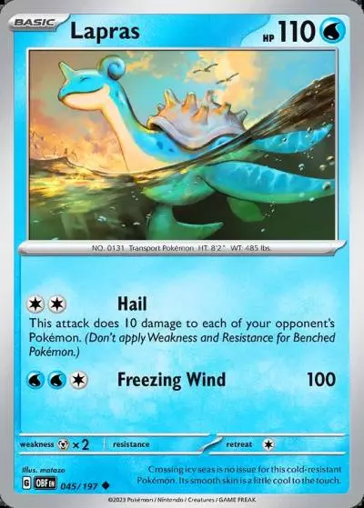 Lapras 45/197 Obsidian Flames Pokemon card
