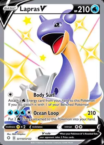 Lapras V SV110/122 Shining Fates Shiny Vault Pokemon card