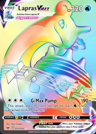 Lapras VMAX 203/202 Sword & Shield Pokemon card