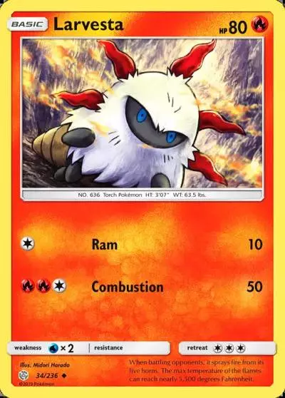 Larvesta 34/236 Cosmic Eclipse Pokemon card