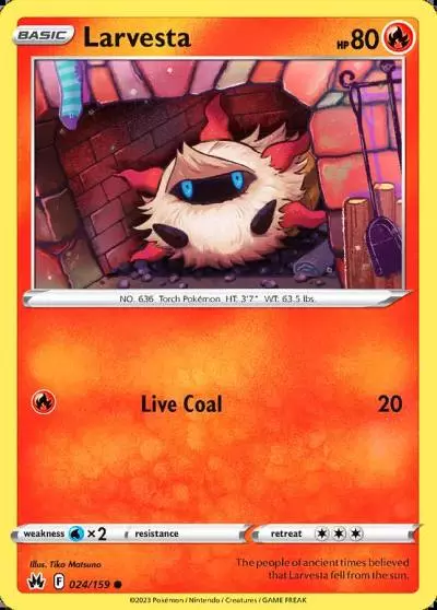 Larvesta 24/159 Crown Zenith Pokemon card