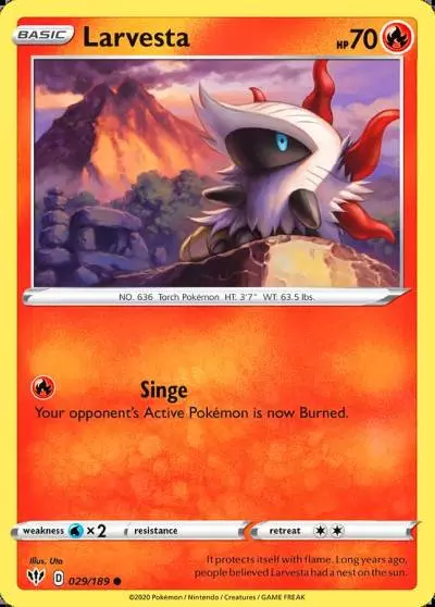Larvesta 29/189 Darkness Ablaze Pokemon card