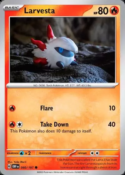 Larvesta 40/197 Obsidian Flames Pokemon card