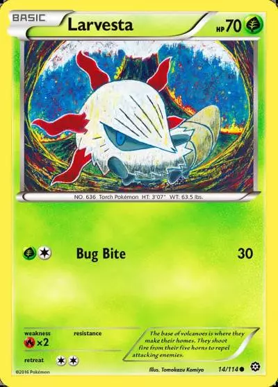 Larvesta 14/114 Steam Siege Pokemon card