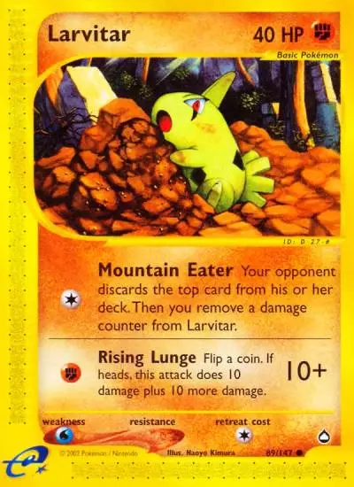 Larvitar 89/147 Aquapolis Pokemon card