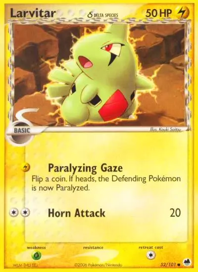 Larvitar δ 52/101 Dragon Frontiers Pokemon card