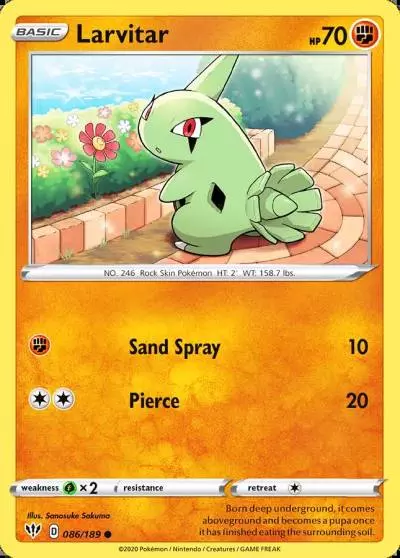 Larvitar 86/189 Darkness Ablaze Pokemon card