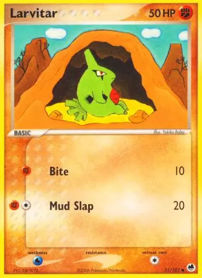 Larvitar 51/101 Dragon Frontiers Pokemon card