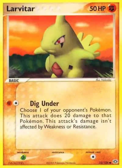 Larvitar 52/106 Emerald Pokemon card