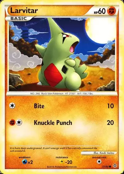 Larvitar 51/95 HS—Unleashed Pokemon card
