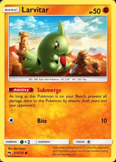 Larvitar 114/214 Lost Thunder Pokemon card