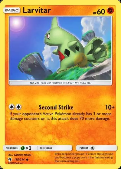 Larvitar 115/214 Lost Thunder Pokemon card