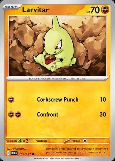 Larvitar 105/197 Obsidian Flames Pokemon card