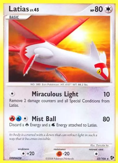 Latias 22/106 Great Encounters Pokemon card