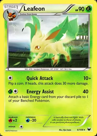Leafeon 6/108 Dark Explorers Pokemon card