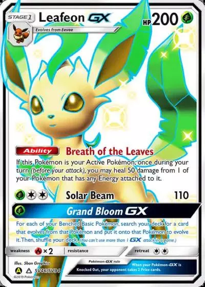 Leafeon-GX SV46/94 Hidden Fates Shiny Vault Pokemon card