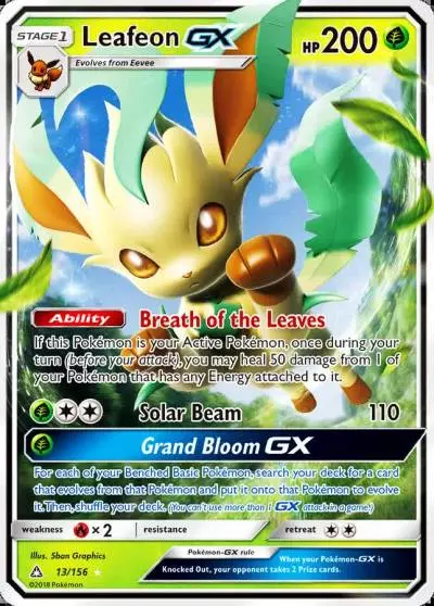 Leafeon-GX 13/156 Ultra Prism Pokemon card