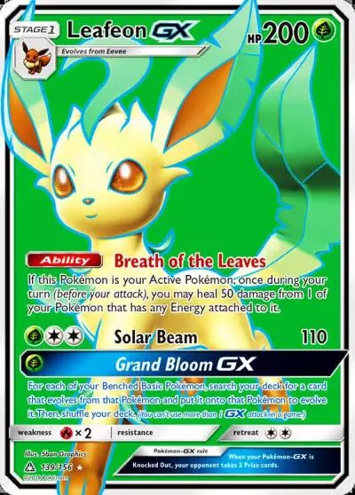 Leafeon-GX 139/156 Ultra Prism Pokemon card
