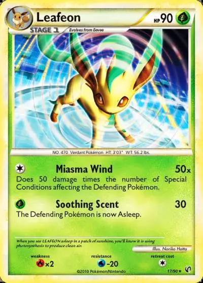Leafeon 17/90 HS—Undaunted Pokemon card