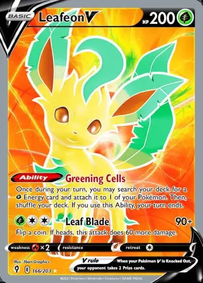 Leafeon V 166/203 Evolving Skies Pokemon card