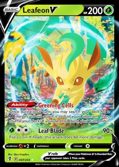 Leafeon V 7/203 Evolving Skies Pokemon card