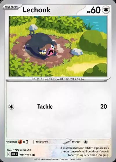 Lechonk 180/197 Obsidian Flames Pokemon card
