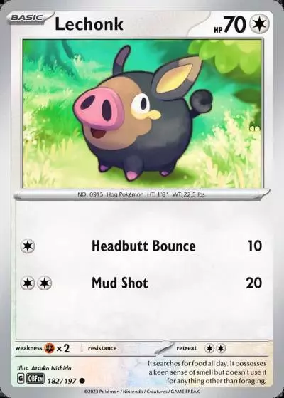 Lechonk 182/197 Obsidian Flames Pokemon card
