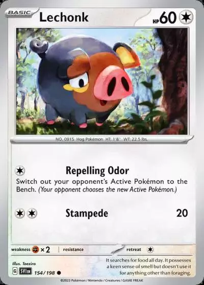 Lechonk 154/198 Scarlet & Violet Pokemon card
